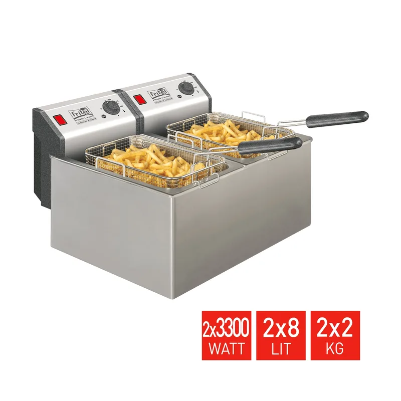 Friteuse Profi 4905 Duo - Professionele Dubbele Friteuse - 2x 8 L - 2x 3300 W - Stofdeksel - Geschikt voor Olie en Vast Vet van Fritel – productfoto