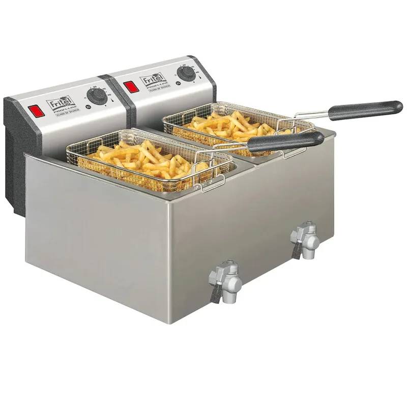 Friteuse Profi 4920 Duo - Professionele Dubbele Friteuse - 2x 8 L - 2x 3300 W - Stofdeksel - Aftapkraan - Geschikt voor Olie en Vast Vet från Fritel – produktbild