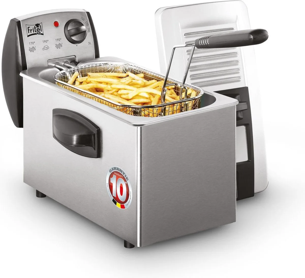 Frituurpan - FR 1455 - Friteuse met Filterdeksel & Kijkvenster - Koude Zone - 2-4 Personen - 2200W - 3 liter - 10 jaar Garantie de Fritel en Inox – photo produit