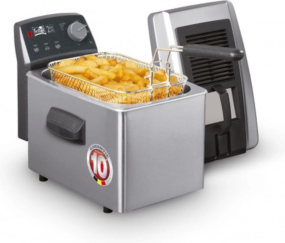 Frituurpan - Turbo SF® 4170 - Friteuse met Filterdeksel en Kijkvenster - Olie + Vast Vet - 2-4 personen - 2400W - 3 liter - 10 jaar Garantie de Fritel en Inox – photo produit