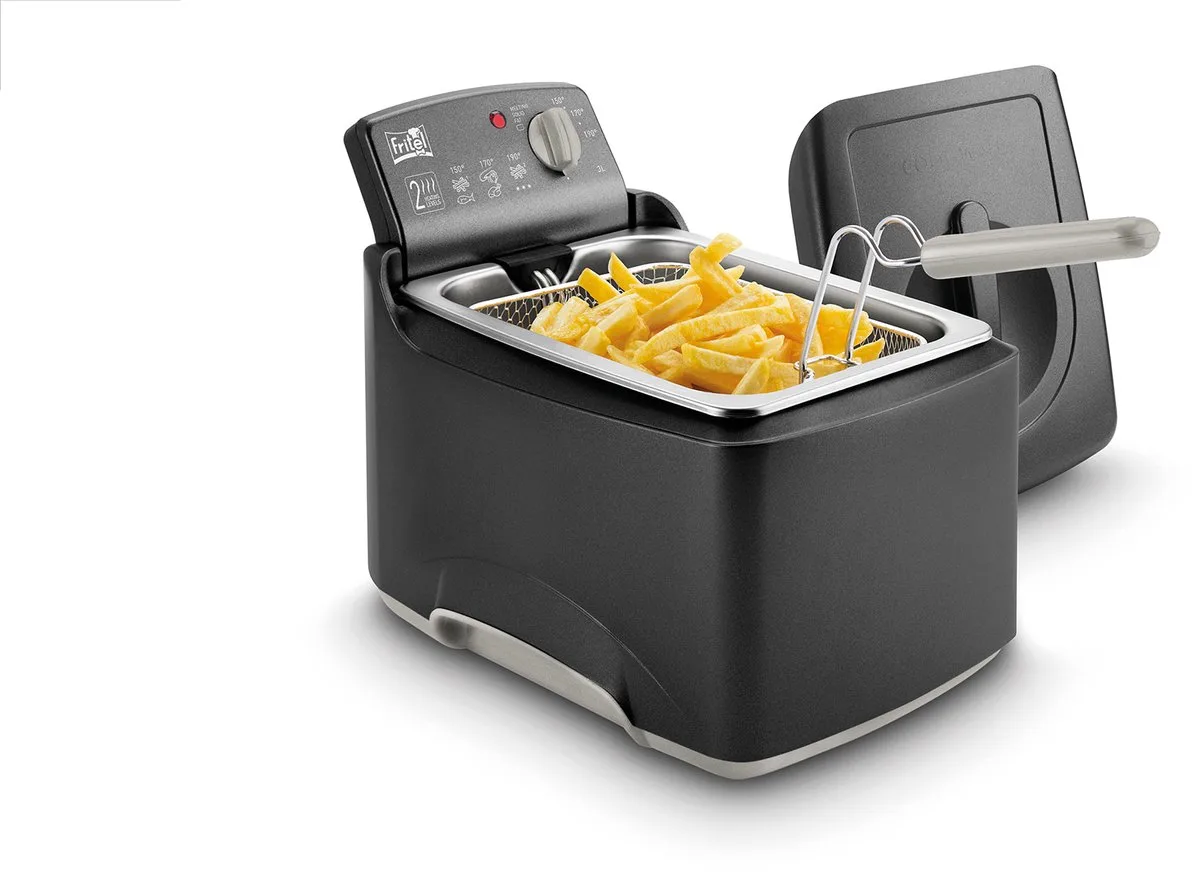 Frituurpan - Turbo SF® 4176 - Friteuse met Antistofdeksel - Olie + Vast Vet - 2-4 personen - 2300W - 3 liter van Fritel in Mat zwart – productfoto