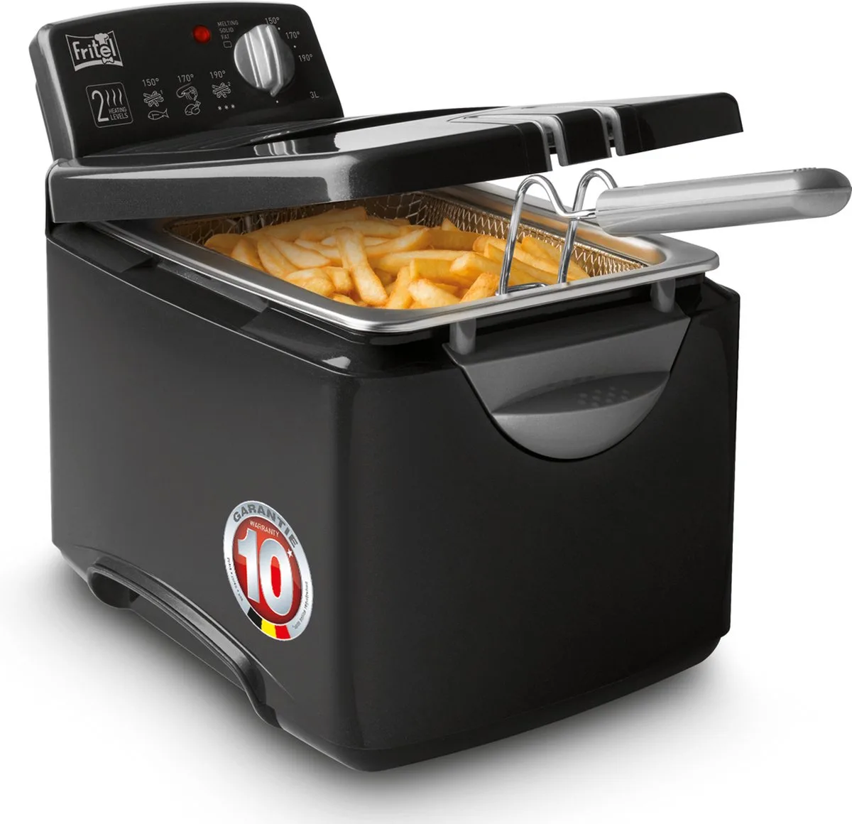 Frituurpan - Turbo SF® 4178 - Friteuse met Filterdeksel en Kijkvenster - Olie + Vast Vet - 2-4 personen - 2300W - 3 liter - 10 jaar Garantie van Fritel in Antraciet – productfoto
