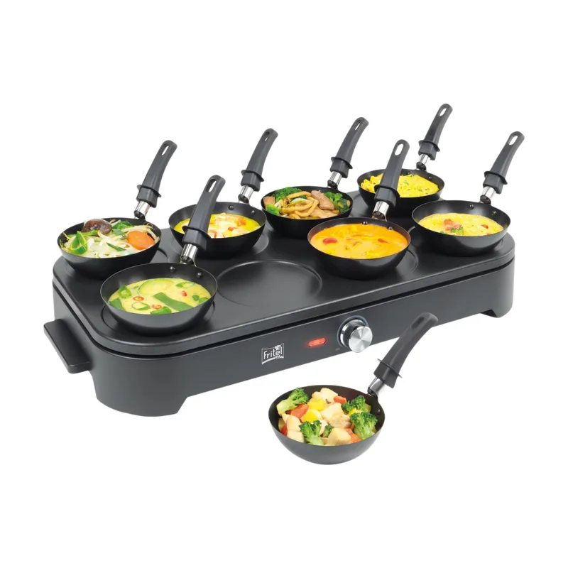 Gourmet Wok Pannenkoekenmaker GWP 2560 - Wokset/Pannenkoekenmaker - Partyset - 1500 W - 8 x 15 cm - Voor 1 tot 8 personen + 8 wokpannetjes & spatels - PFAS-vrij by Fritel – product photo