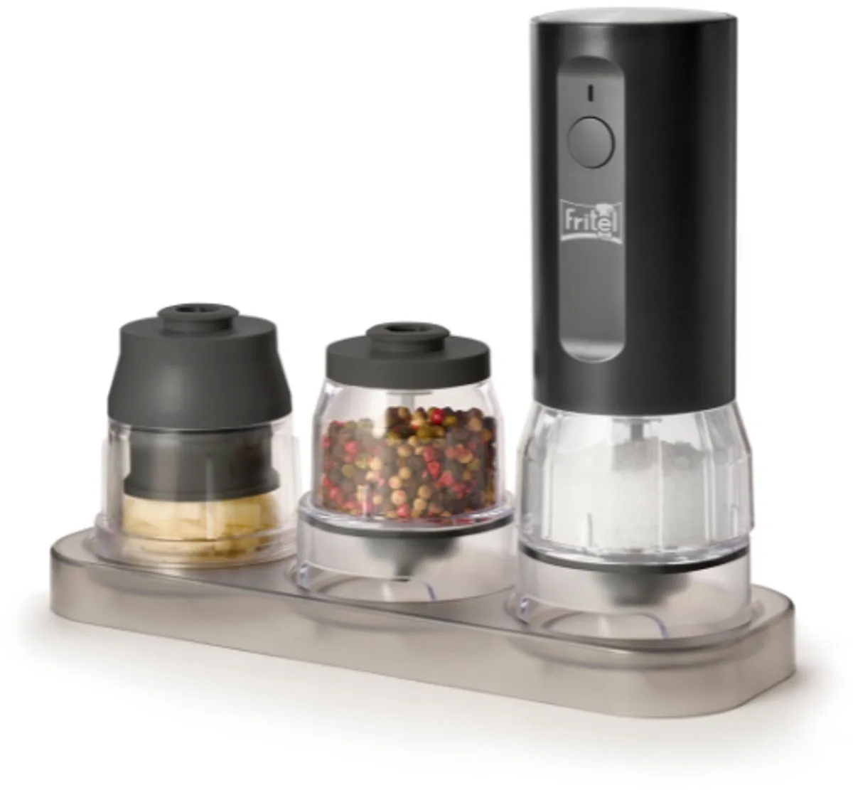 HM 1555 Oplaadbare Kruidenmolen met Verwisselbare Pods – Elektrische Peper- en Zoutmolen USB-C – Inclusief 3 Pods – Keramisch Maalmechanisme van Fritel in Zwart – productfoto