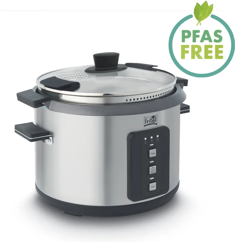 Pasta - Rijstkoker RC 1378 - Elektrische waterkoker / Snelkoker - 6 liter - 1100W - 3 Functies - Uitneembare kuip - PFAS-vrij de Fritel en Inox – photo produit