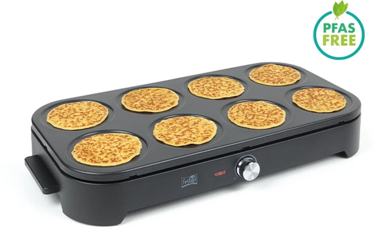 PM 2260 Pancake Maker - Pannenkoekenmaker / Pancake Party - 1500W - Pannenkoeken 8x15 cm- 1 tot 8 Pers. + 8 Spatels & 1 Pollepel - PFAS-vrij van Fritel in Zwart – productfoto