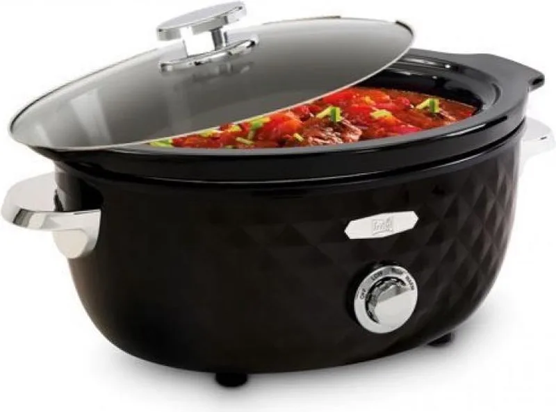 Slow Cooker SC 2090 - Elektrische Simmerpot / Crock Pot - 3,3L - 150W - 1 tot 4 Pers. - Keramische pot - 4 Warmtestanden by Fritel in Black – product photo