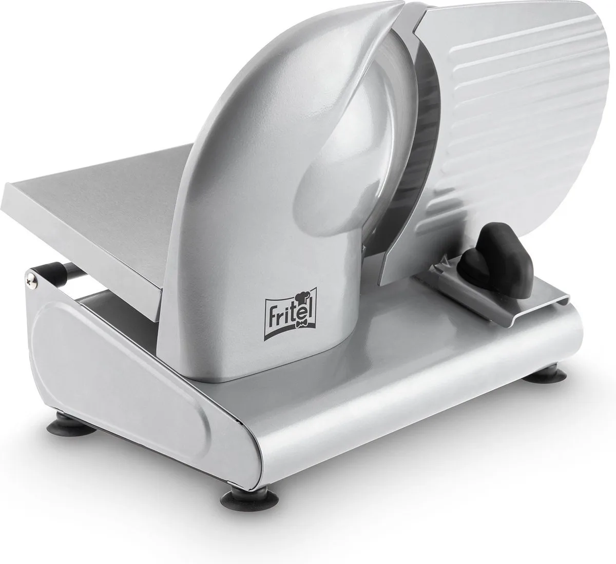 Snijmachine SL 3855 Twin - Allessnijder / Broodsnijder / Vleessnijder -0-15mm - Ø 22cm - 150W - Gekarteld & Glad mes - Schuine slede 15° fra Fritel i Inox – produktbillede