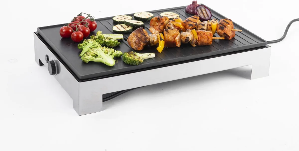 TG 1475 - Tafelgrill 1800watt - grilloppervlakte 41x27cm van Fritel in Grijs – productfoto