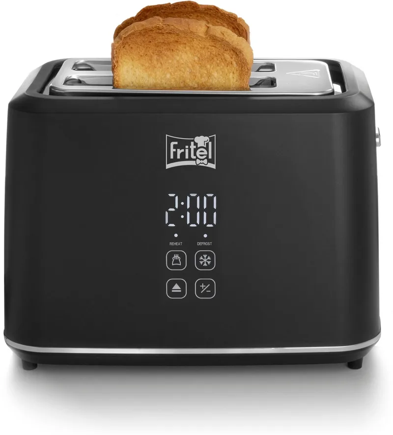 Toaster TO 2995 - Stijlvolle Broodrooster - 2 Sleuven - 7 Toastniveaus - 850W - Touch Display - Mat - Uitneembare kruimellade + Broodjesopzet by Fritel in Black – product photo