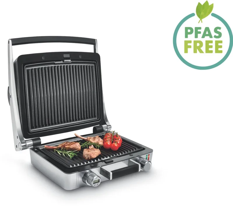 Wafelijzer & Grill - WaffleTastic® CW 3627 - Combi Wafelmaker PFAS vrij - Wafelmachine & Contactgrill met Verwisselbare Platen - 1600W - Incl. 60' Timer de Fritel en Zilvergrijs – photo produit
