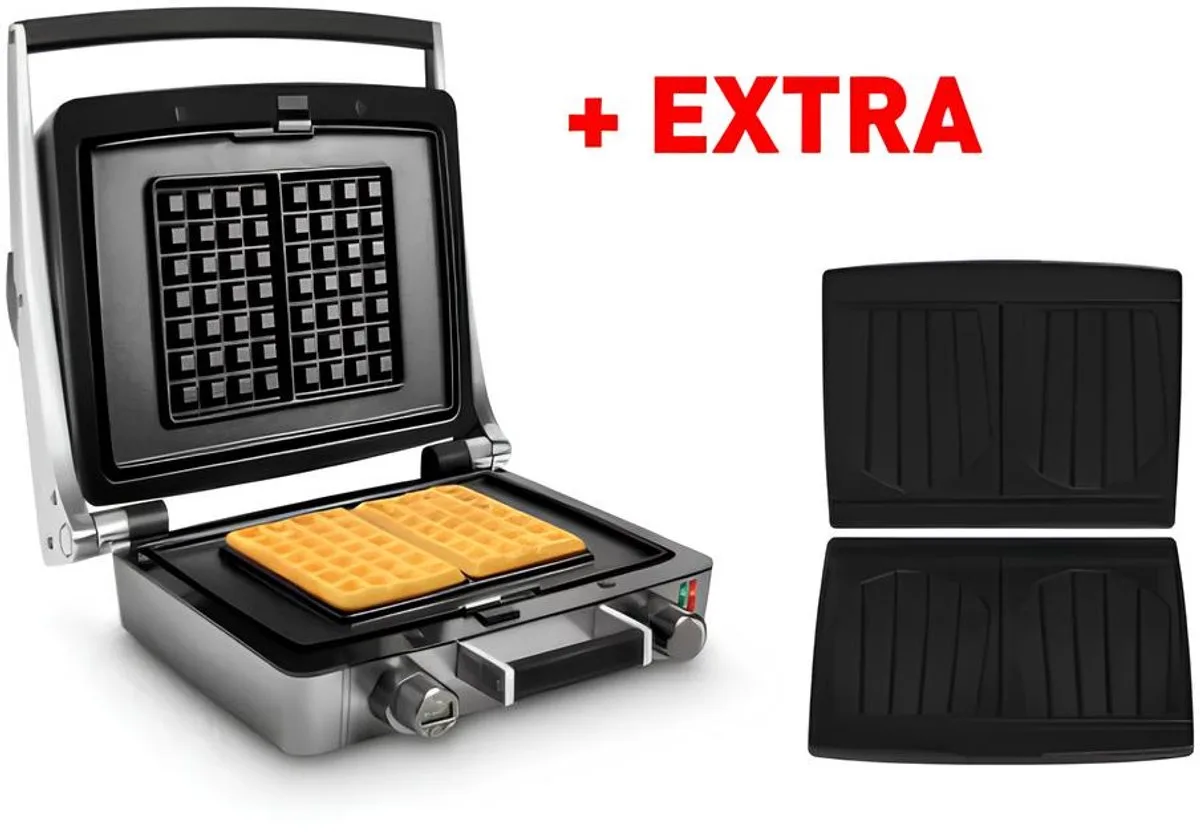 Wafelijzer - WaffleTastic® CW 3638 + Croque platen - PFAS vrij - 4x7 Wafel - Combi Deal van Fritel in Antraciet – productfoto