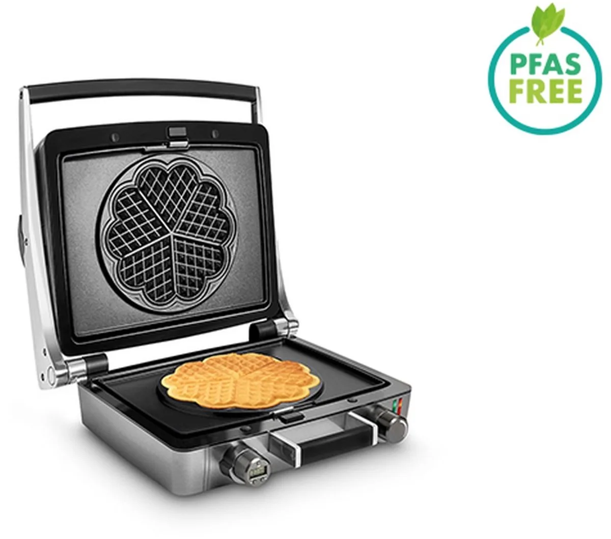 Wafelijzer - WaffleTastic® CW 3668 - Wafelmaker PFAS vrij - Wafelmachine voor Hartjeswafel - Hartjeswafelijzer - 5 Hartjeswafel - Wafelbakijzer met verwisselbare platen - 1600W - Incl. 60' Timer van Fritel in Antraciet – productfoto