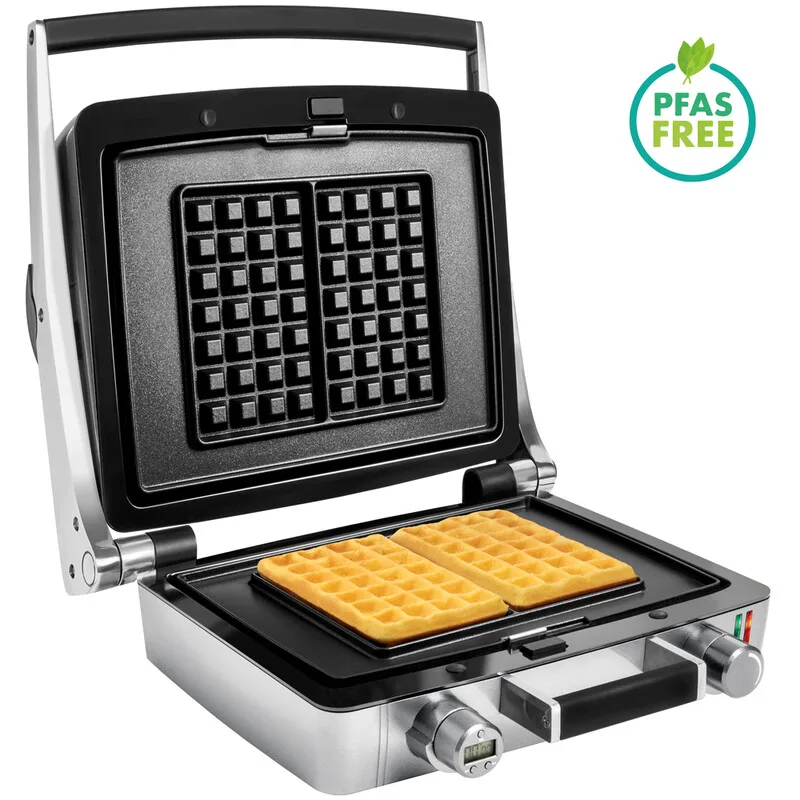 WaffleTastic® CW 3637 - Wafelijzer voor 4 x 7 traditionele Belgische wafels – 1600 W – Verwisselbare platen – PFAS-vrij + 60' timer - Zilvergrijs van Fritel – productfoto