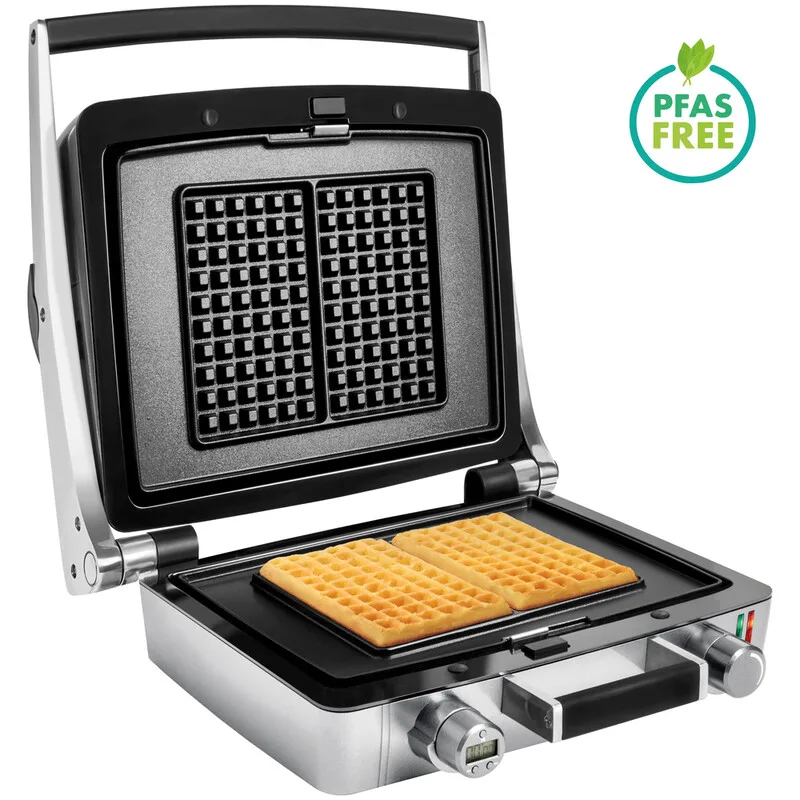 WaffleTastic® CW 3647 - Wafelijzer 6 x 10 wafels - 41 x 26 cm - 1600 W – Verwisselbare platen – PFAS-vrij + 60' timer - Zilvergrijs van Fritel – productfoto