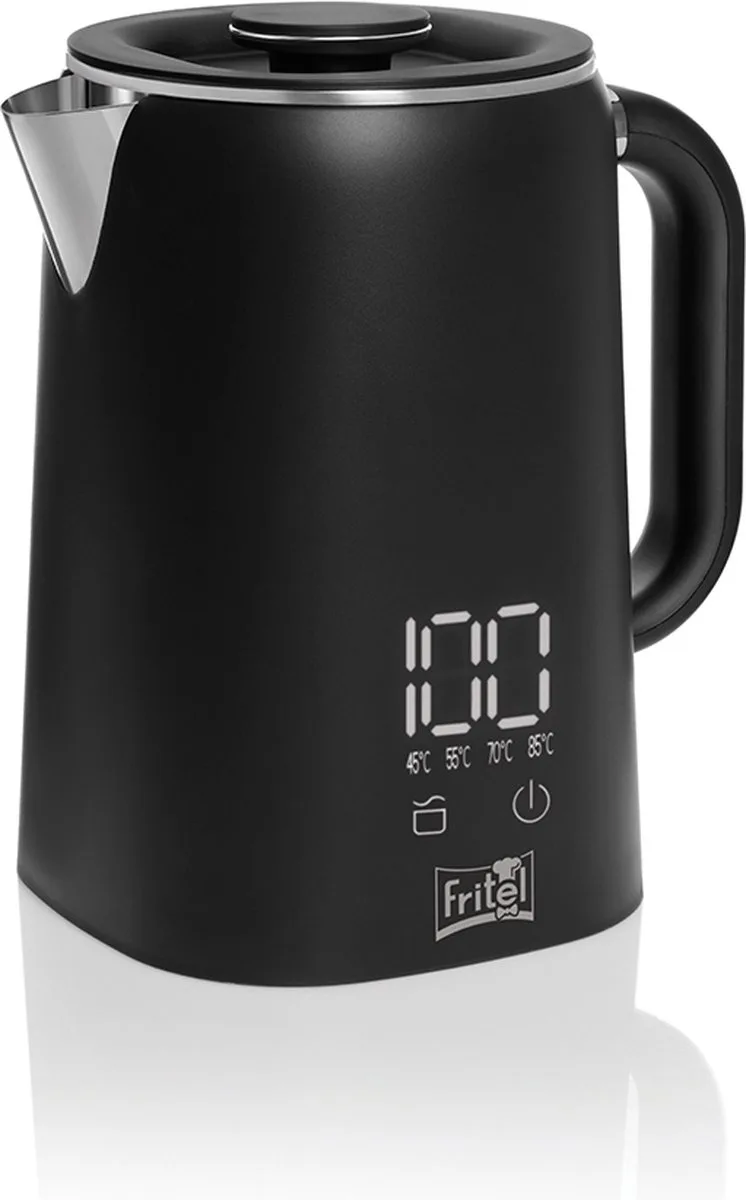 Waterkoker WK 2595 - Heetwaterkoker / Theewaterkoker - 1,7 liter - 1500W - Dubbelwandig - Touch Display - Keep-Warm functie - Zwart Mat by Fritel in Mat zwart – product photo