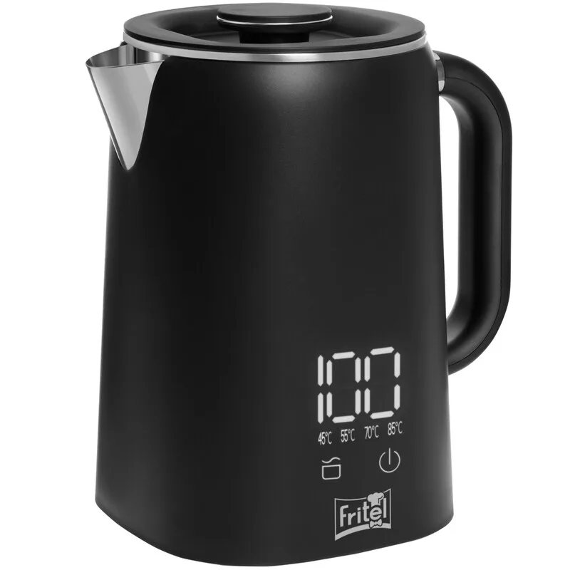 Waterkoker WK 2595 - Waterkoker/Theeketel - 1,7 L - 1500 W - Dubbelwandig - Touch Display - Warmhoudfunctie - Mat Zwart by Fritel – product photo
