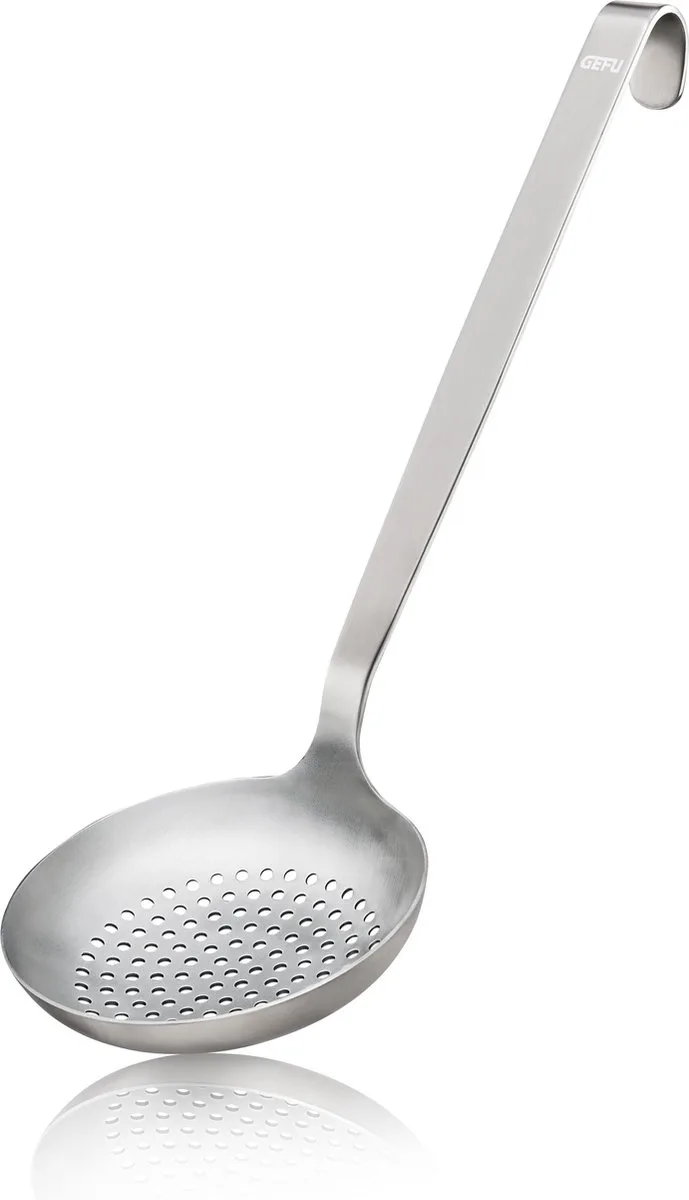 BASELINE Schuimspaan - RVS Opscheplepel met Gaten - 32 cm van GEFU in Zilver – productfoto