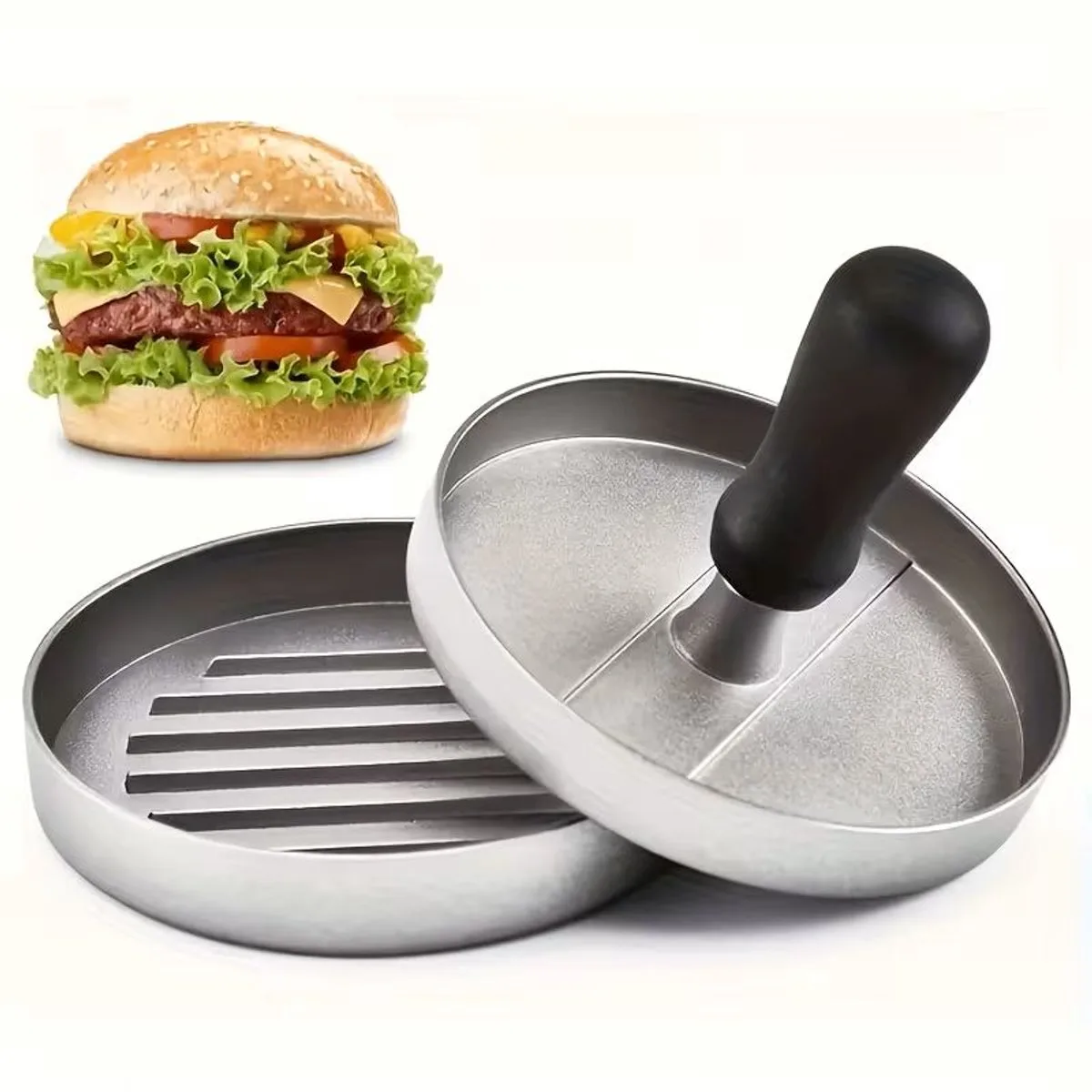 BBQ Hamburgerpers - Ø 11,8 cm - Aluminium/Kunststof van GEFU in Grijs – productfoto