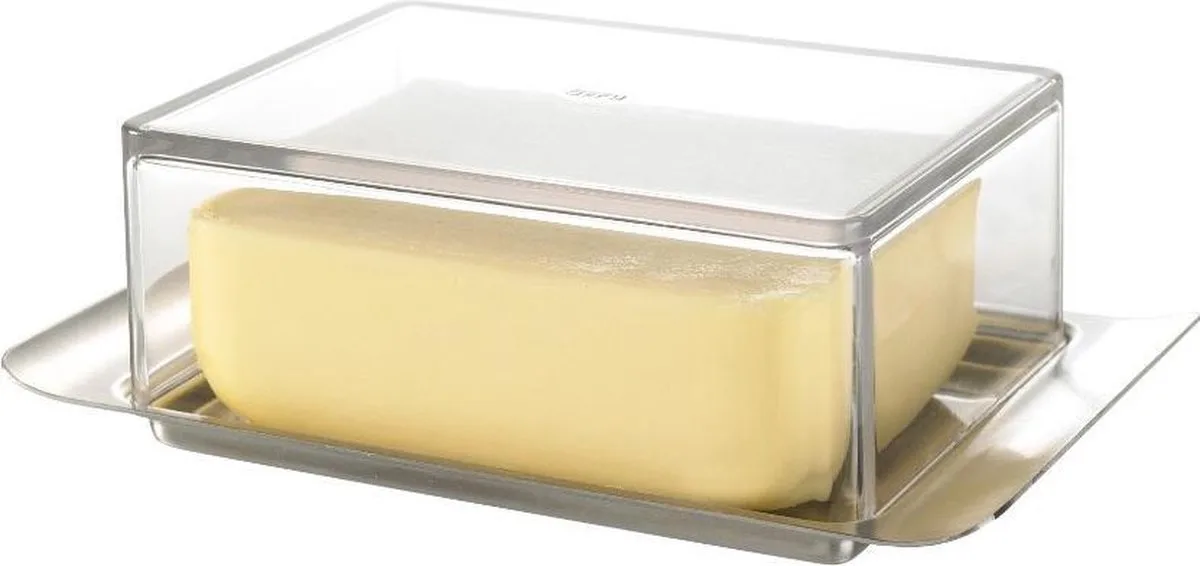 BRUNCH Botervloot 250 g – 18 x 12 cm – RVS/Kunststof – Transparante Deksel van GEFU in Transparant – productfoto