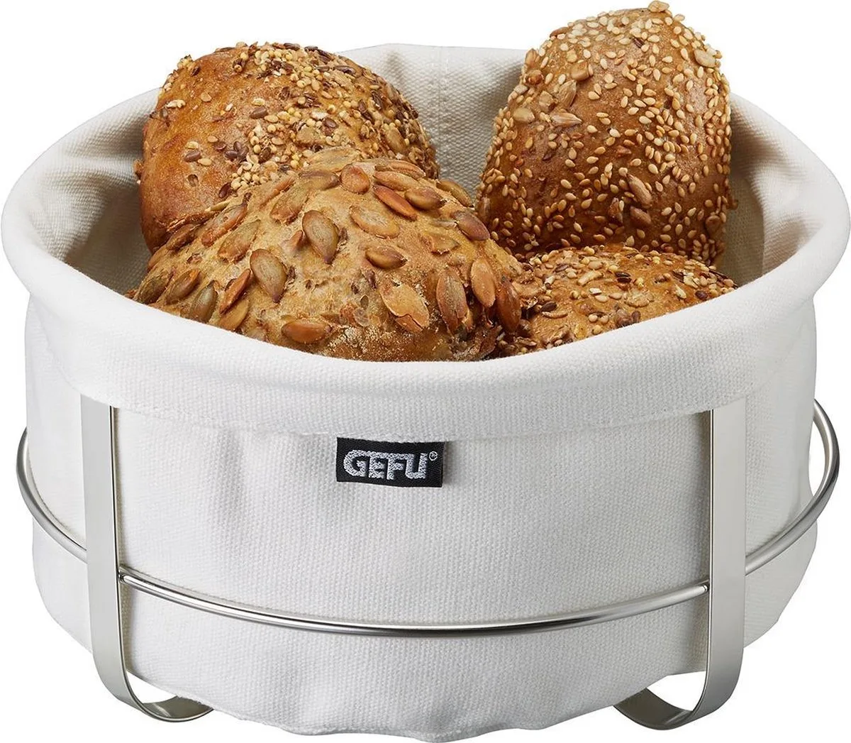BRUNCH Broodmand - Opvouwbaar - Katoen/RVS fra GEFU i Hvid – produktbillede