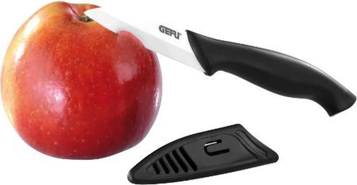 CERAMO Keramisch Mes – 18,5 cm – Voor Fruit en Groenten – Zwart/Wit van GEFU in Zilver – productfoto