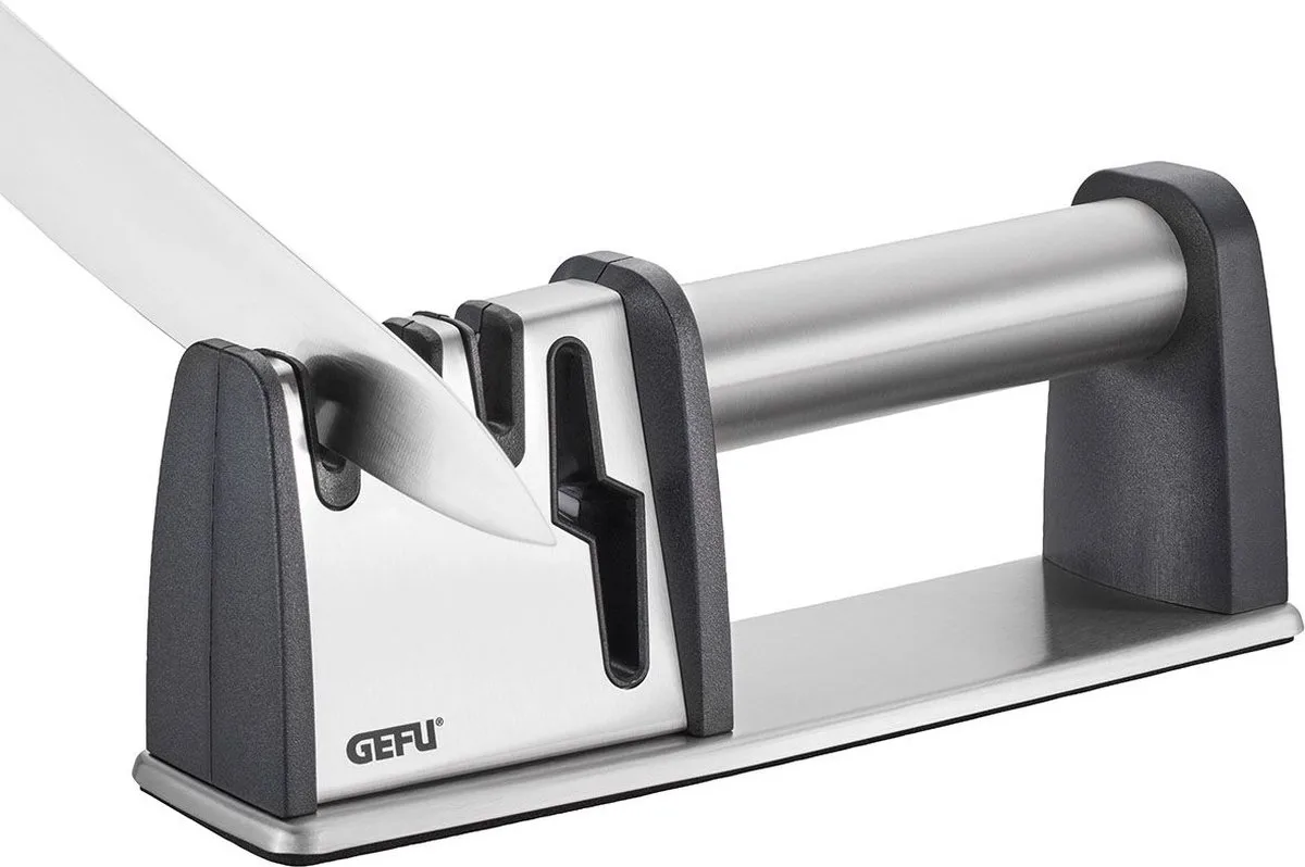 COLT PRO Messenslijper – 4-in-1 Slijpsysteem – Voor Messen en Scharen – Diamant, Wolfraamstaal en Keramiek van GEFU in Rvs – productfoto