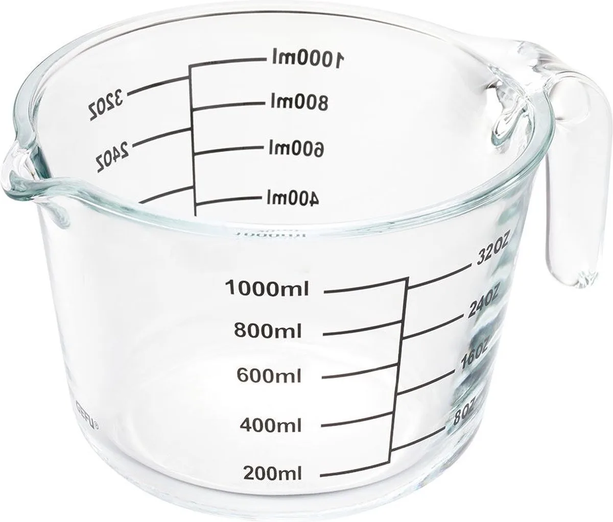 DIMENSO Maatbeker – 1000 ml – Borosilicaatglas – Magnetronbestendig – Vaatwasserbestendig de GEFU en Transparent – photo produit