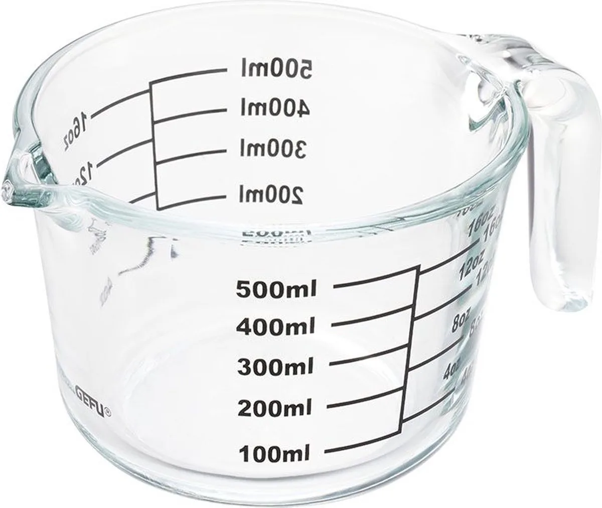 DIMENSO Maatbeker 500 ml – Borosilicaatglas – Hittebestendig tot 450°C de GEFU en Transparent – photo produit