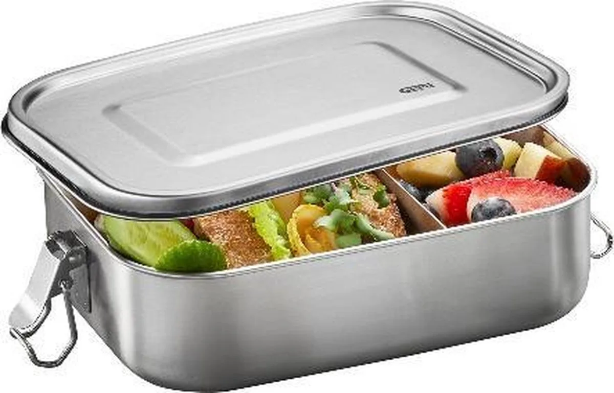 ENDURE Lunchbox Groot - RVS Broodtrommel - Lekvrije Bento Lunchbox van GEFU in Zilver – productfoto