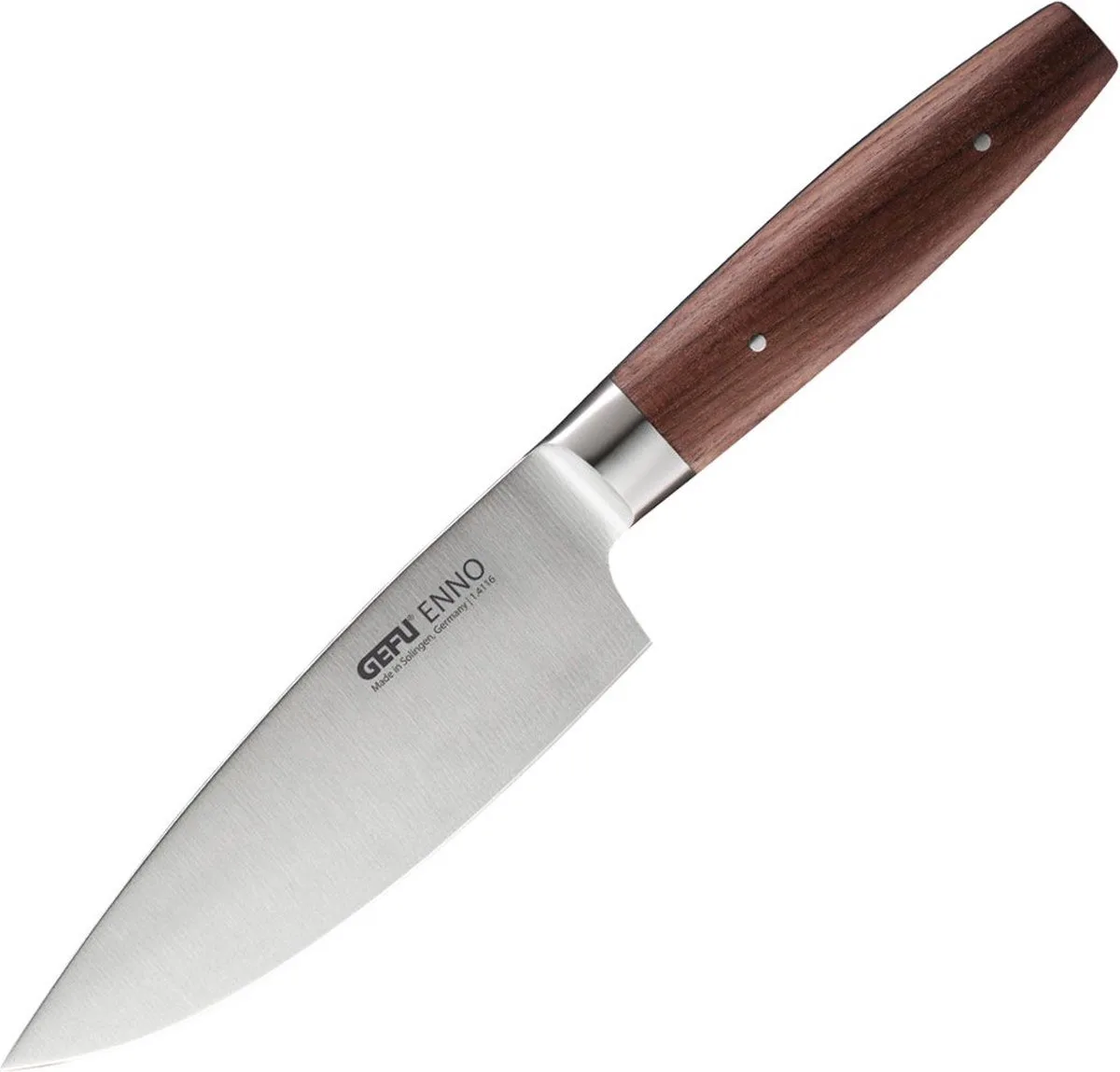 ENNO Koksmes 15 cm – Solinger Staal – Walnotenhouten Handgreep – Professioneel Keukenmes – Made in Germany van GEFU in Bruin – productfoto