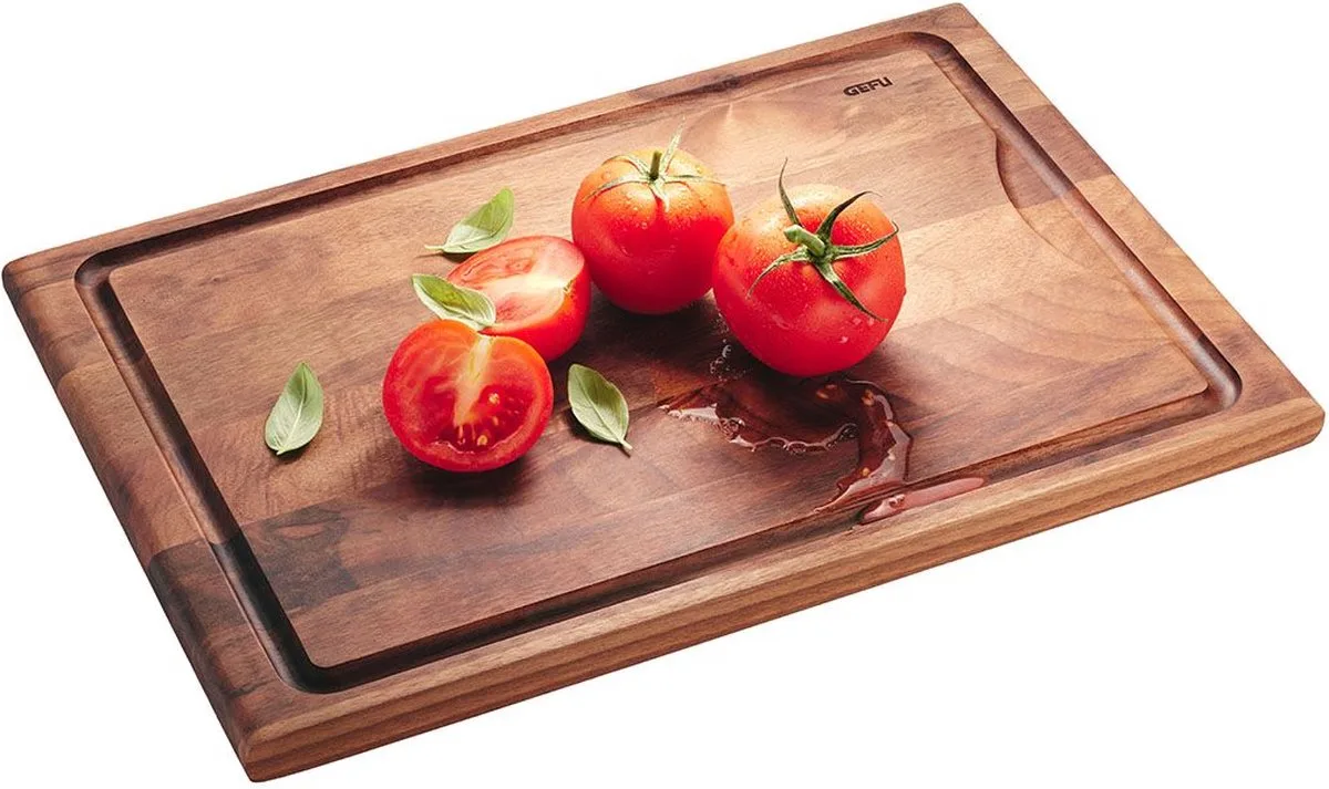 ENNO Snijplank met Sapgeul – 37 x 25 cm – Europees Walnotenhout – Dubbelzijdig – Antibacterieel de GEFU en Walnoot – photo produit