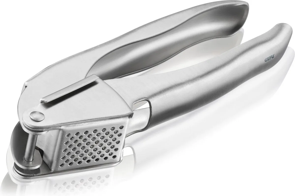 IMPRENSA Knoflookpers – RVS Knoflookpers – Ergonomische Greep – Vaatwasserbestendig van GEFU in Zilver – productfoto