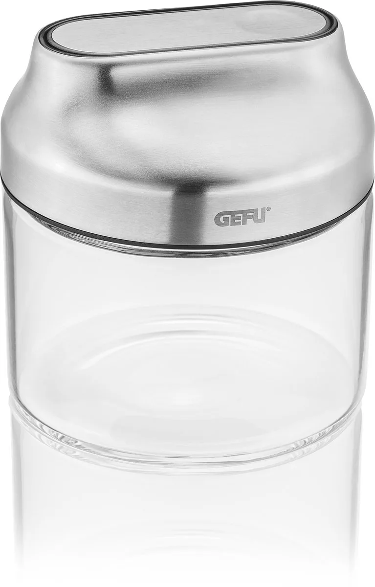 KIPPO Voorraadpot 400 ml – Met Kanteldeksel voor Makkelijk Doseren – Luchtdicht – Borosilicaatglas fra GEFU i Sølv – produktbillede
