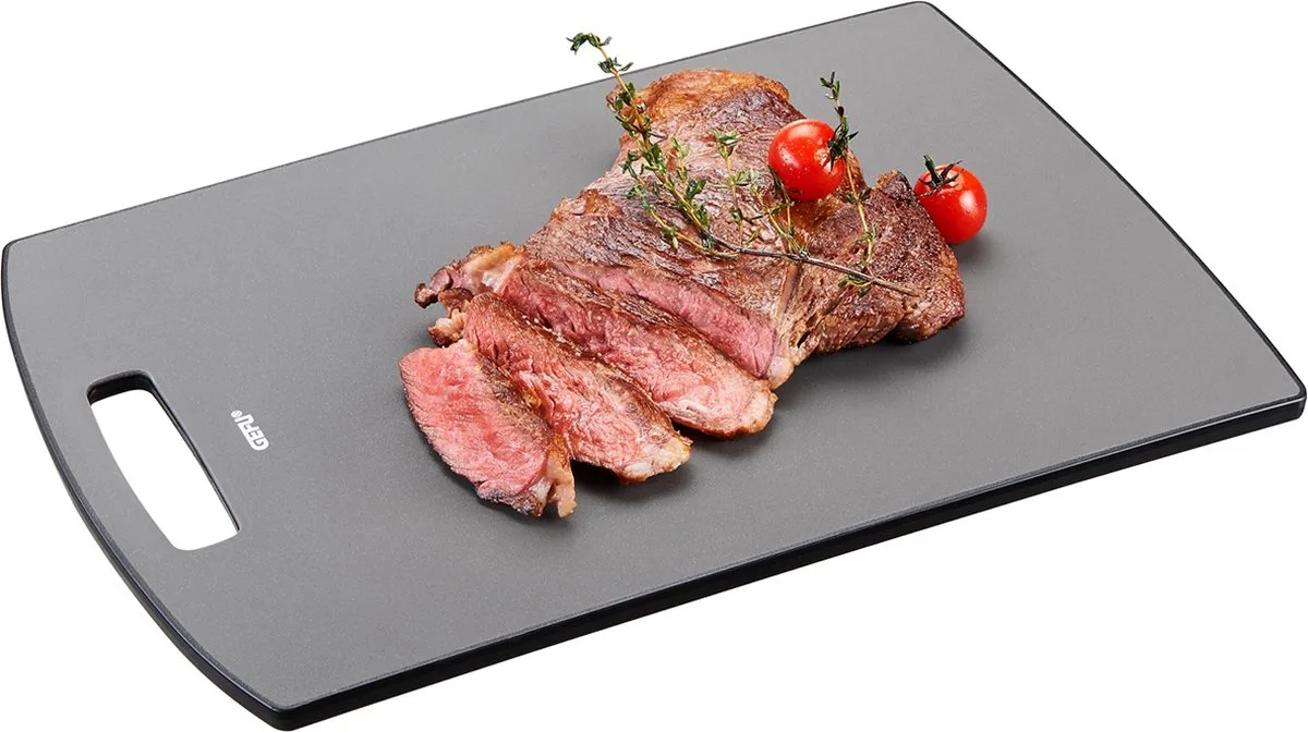 LEVORO Snijplank Groot 38 x 26 cm – Antibacterieel – Kunststof – Antislip van GEFU in Grijs – productfoto