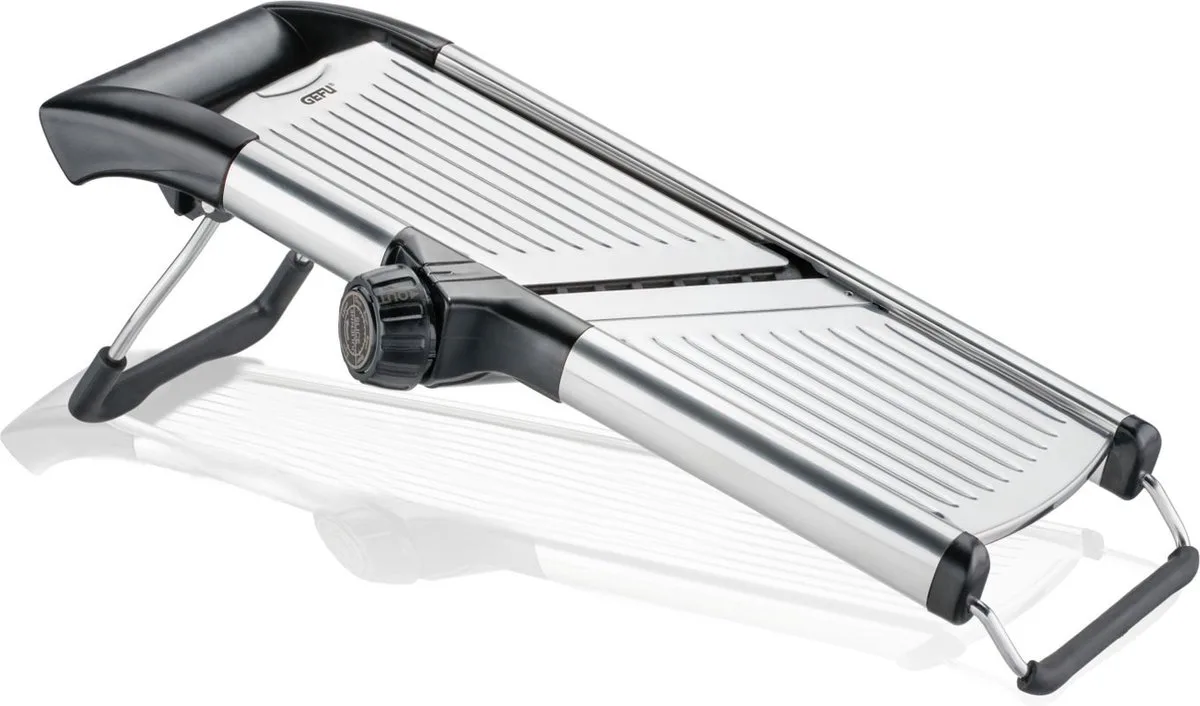 Mandoline Volari - Instelbare snijdiktes - Beschermkap voor mes de GEFU en Noir, Argent – photo produit