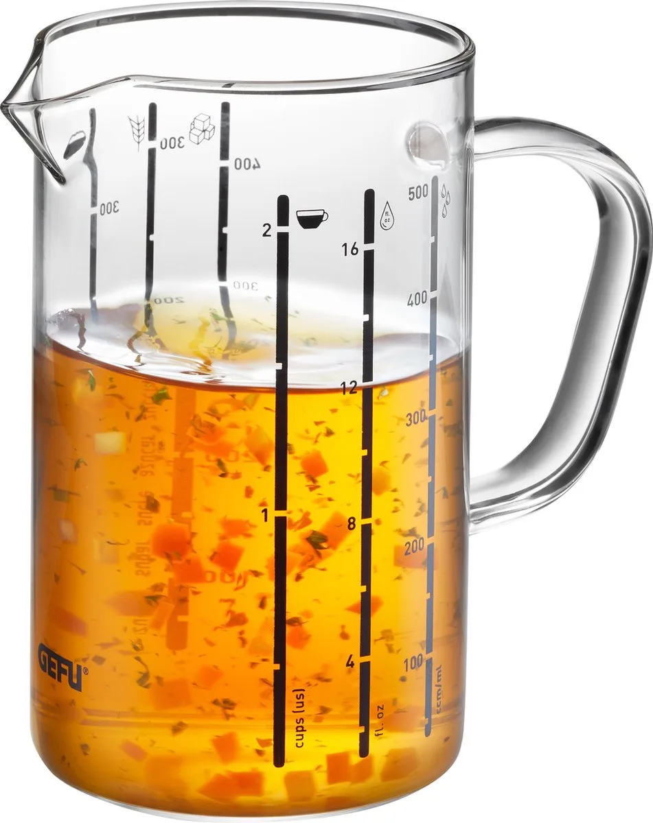 METI Maatbeker – 500 ml – Borosilicaatglas – Met Maataanduiding van GEFU in Transparant – productfoto