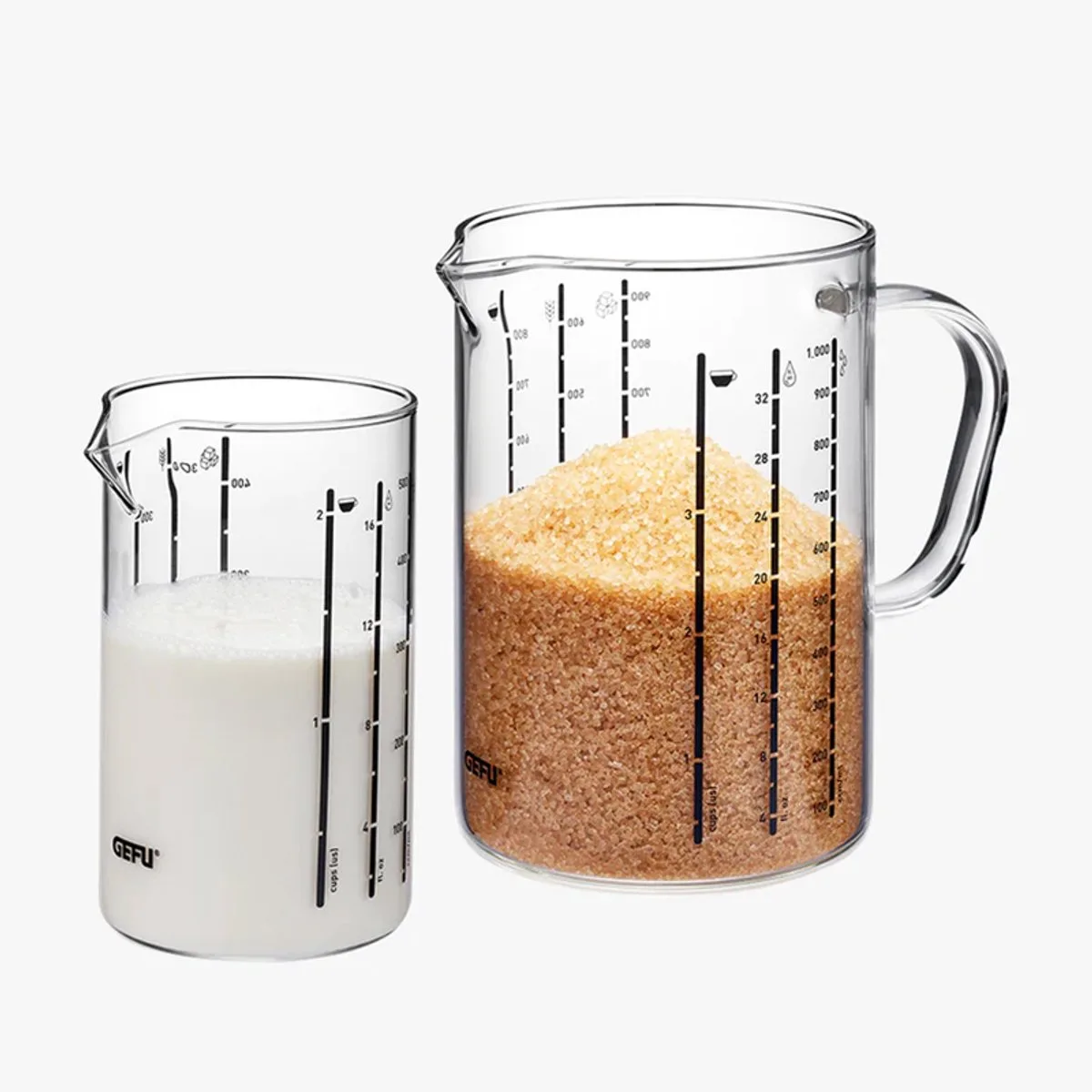 Meti maatbeker - Set van 2 stuks - 0,5 + 1 liter glas de GEFU en Transparent – photo produit