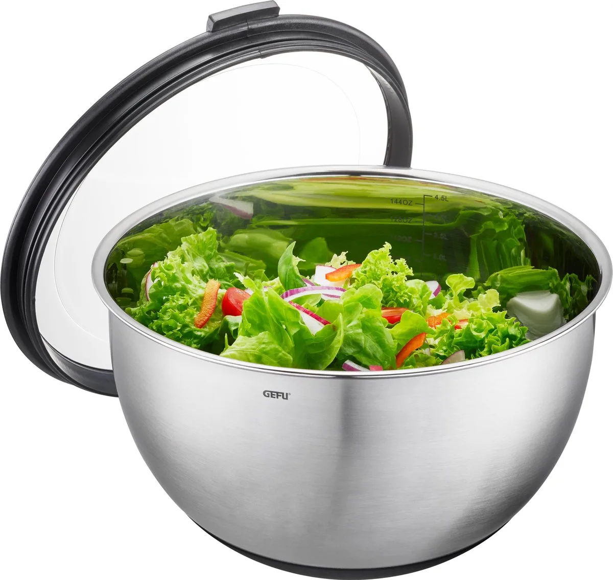 MUOVO Mengkom met Deksel – 3 Liter – RVS – Antislip – Ø 24 cm van GEFU in Zilver – productfoto