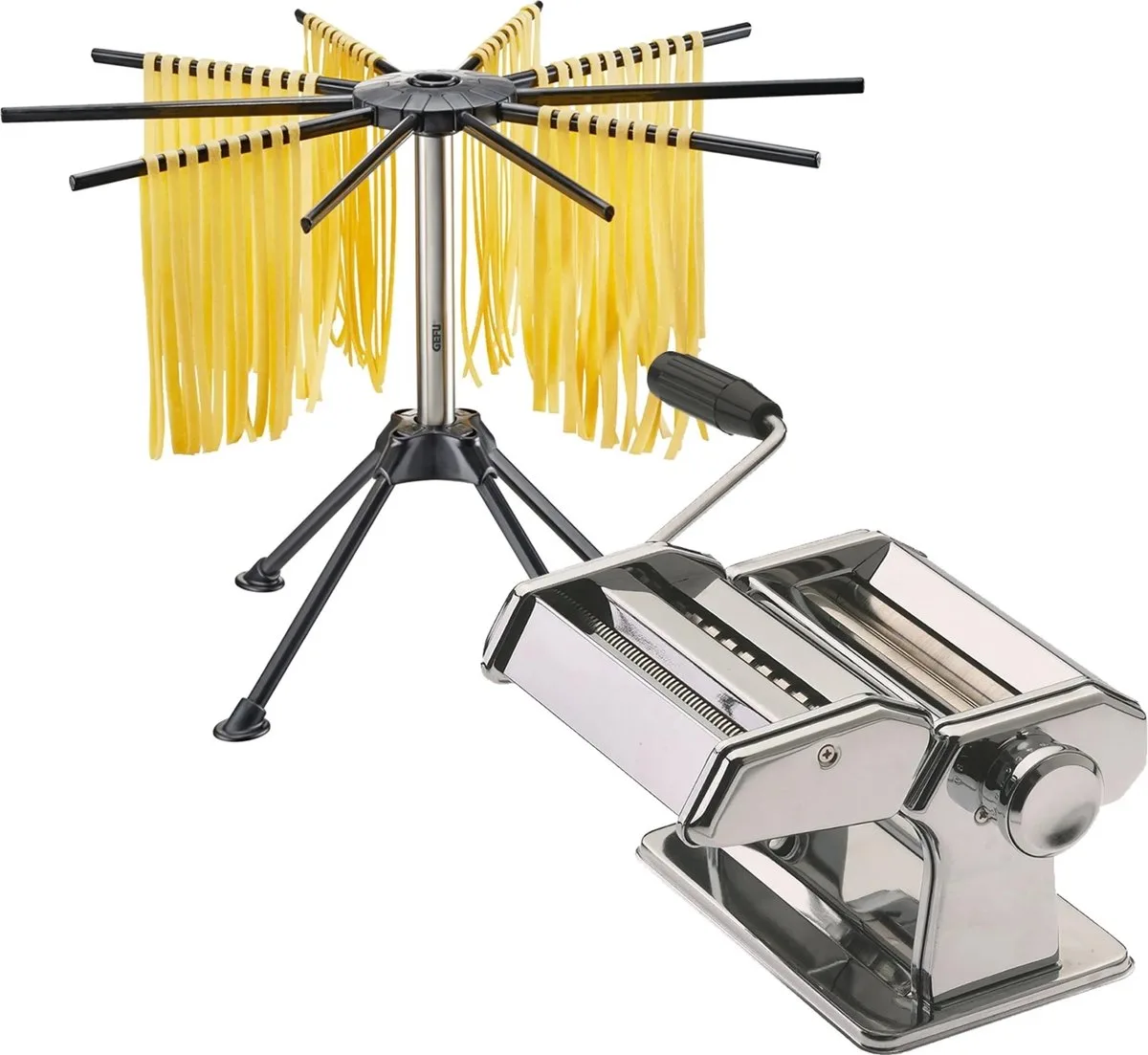 Pasta Set - Pastamachine - Pasta Perfetta- & Pastadroger Diverso van GEFU in Zwart, Roestvrijstaal – productfoto
