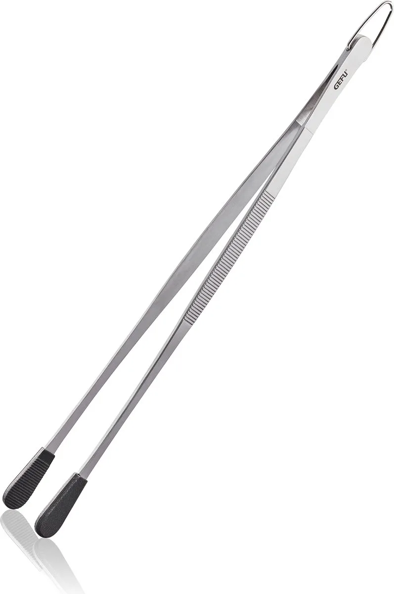 PINOLA Keukentang / Keukenpincet – 30,5 cm – RVS met siliconen uiteinden van GEFU in Zilver – productfoto