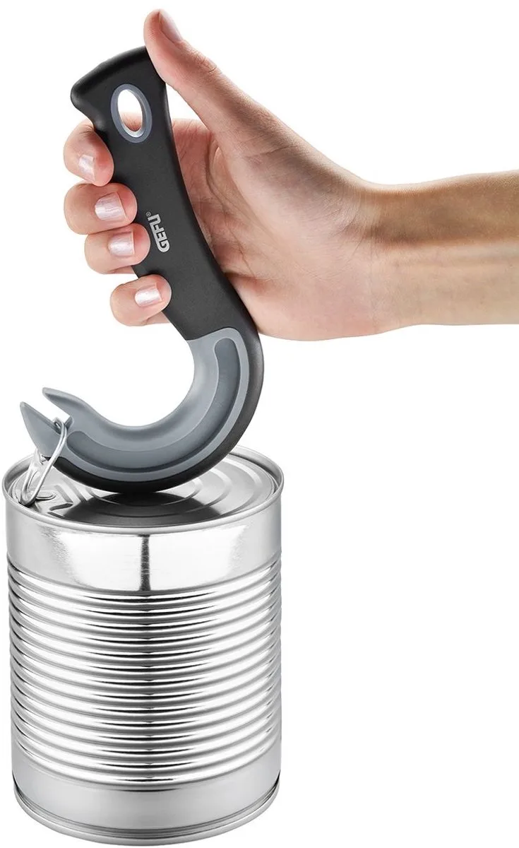 PULLTO Blikopener voor Treklip Blikken – Ergonomische J-vorm – Vaatwasserbestendig – 15,5 cm de GEFU en Noir, Gris – photo produit