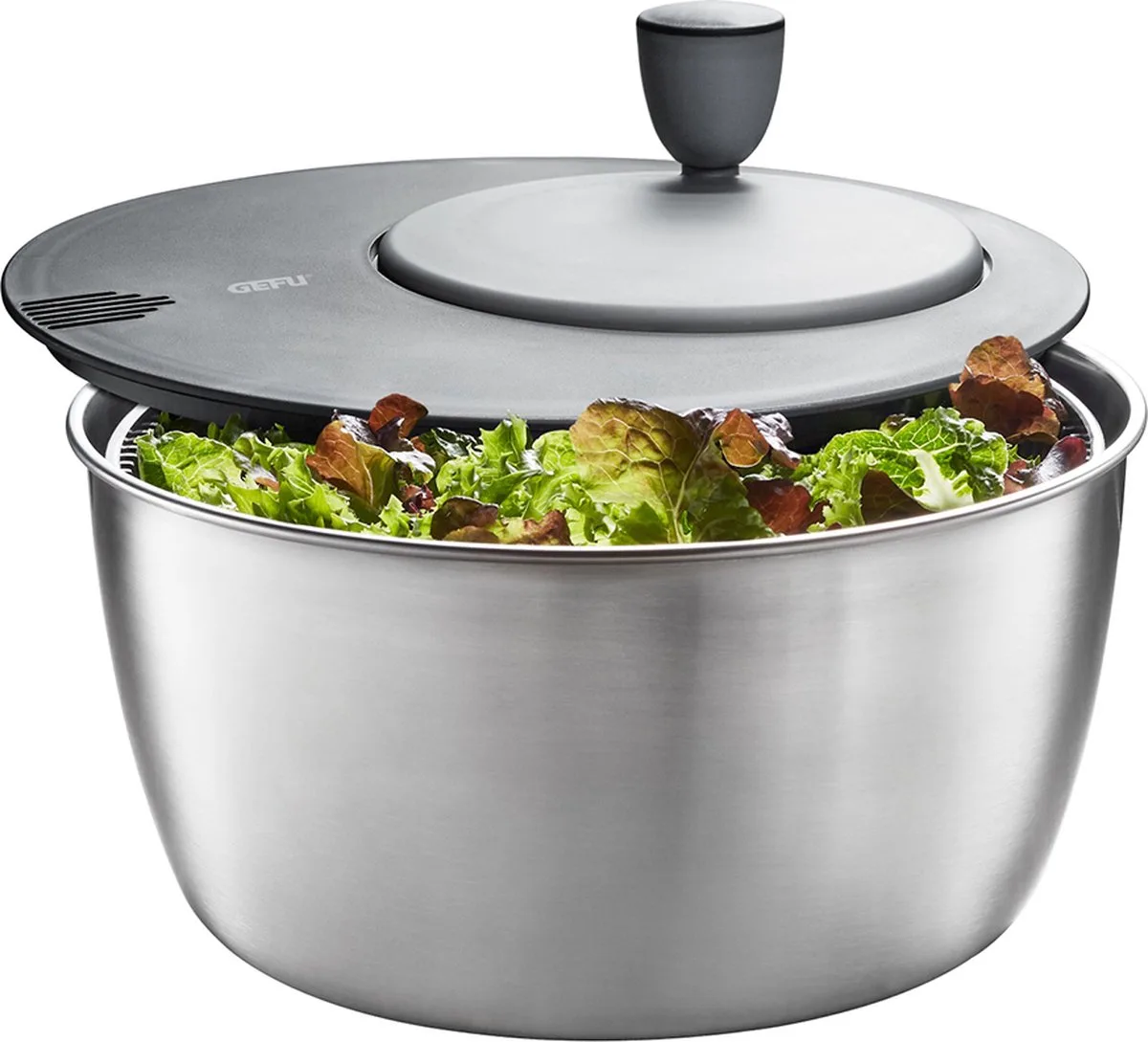 ROTARE Slacentrifuge - 4 Liter - RVS Schaal - Met Draaikruk van GEFU in Zilver – productfoto