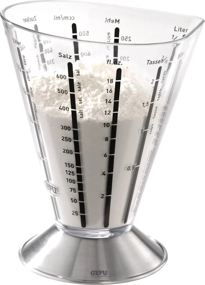 SATURAS Maatbeker - 500 ml - RVS Mengbeker met Maataanduiding de GEFU en Transparent – photo produit