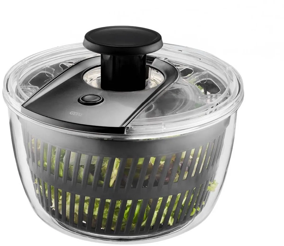 Slacentrifuge, Sladroger, Slazwierder, 5L, Handige Drukknop, Stopknop, Antislip, Afgiet Deksel by GEFU in Transparent – product photo