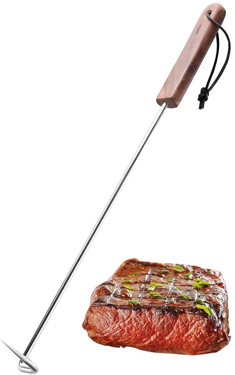 SPARO BBQ Draaihaak – RVS & Walnoothout – Extra Lang 44 cm by GEFU in Brown – product photo
