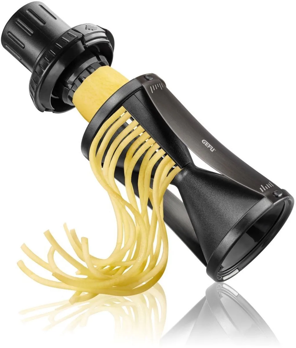 Spirelli 2.0, Spiraalsnijder, Japans Staal, Spiralizer, Juliennesnijder, Gourgettesnijder, Dunschiller, Vaatwasmachinebestendig, Met Finger-Guard & Borstel de GEFU en Noir – photo produit