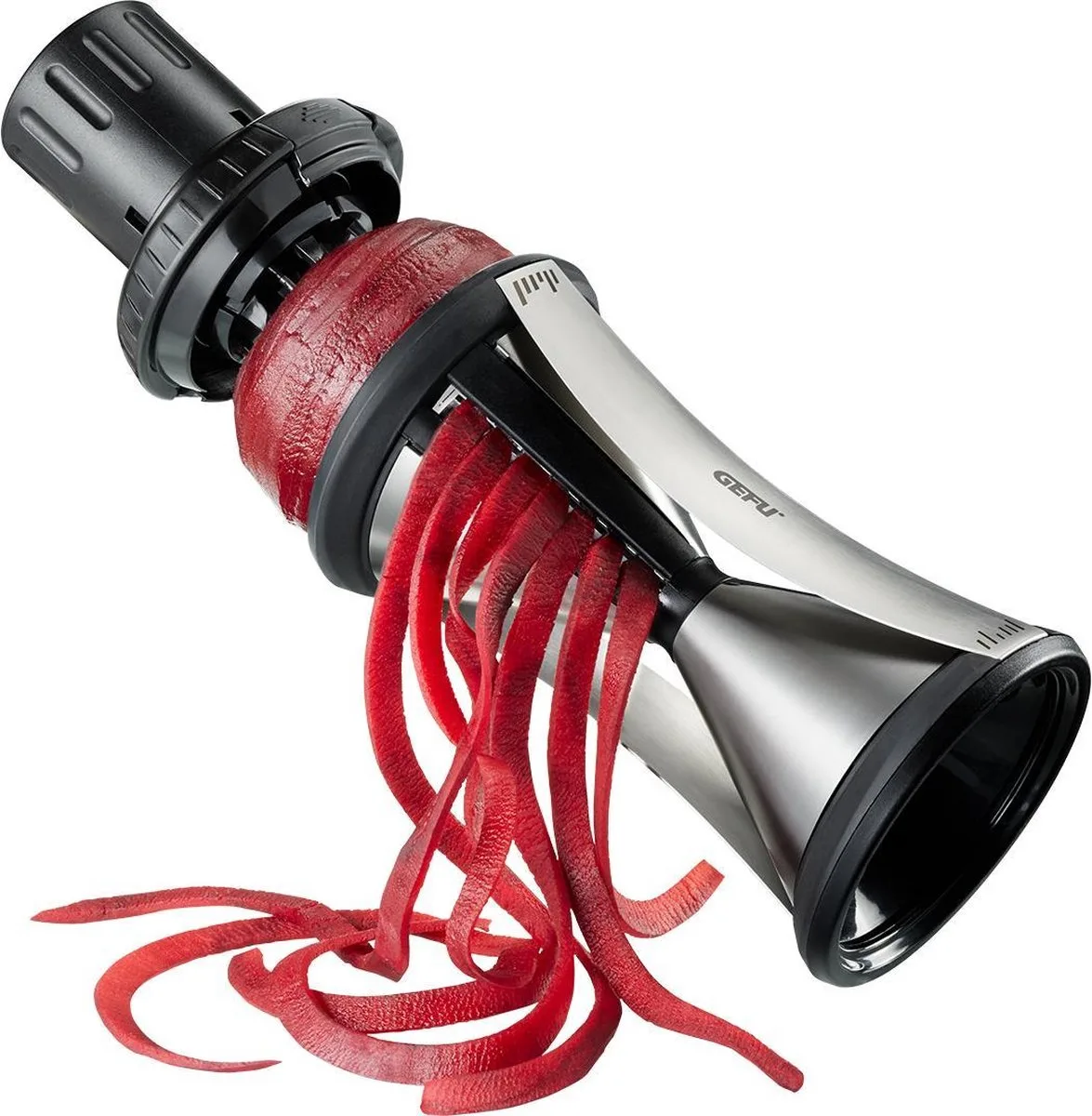 SPIRELLI XL Spiraalsnijder – Groentespaghetti Maker voor Courgette, Wortel en Radijs van GEFU in Zilver, Zwart – productfoto