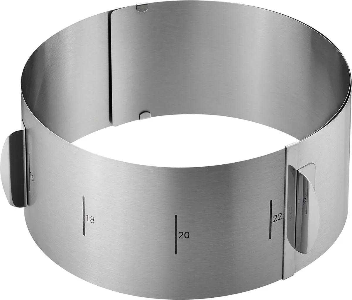 TONDO XXL Verstelbare Taartring – RVS – Ø 16,5 tot 32 cm – Hoogte 10 cm by GEFU in Silver – product photo