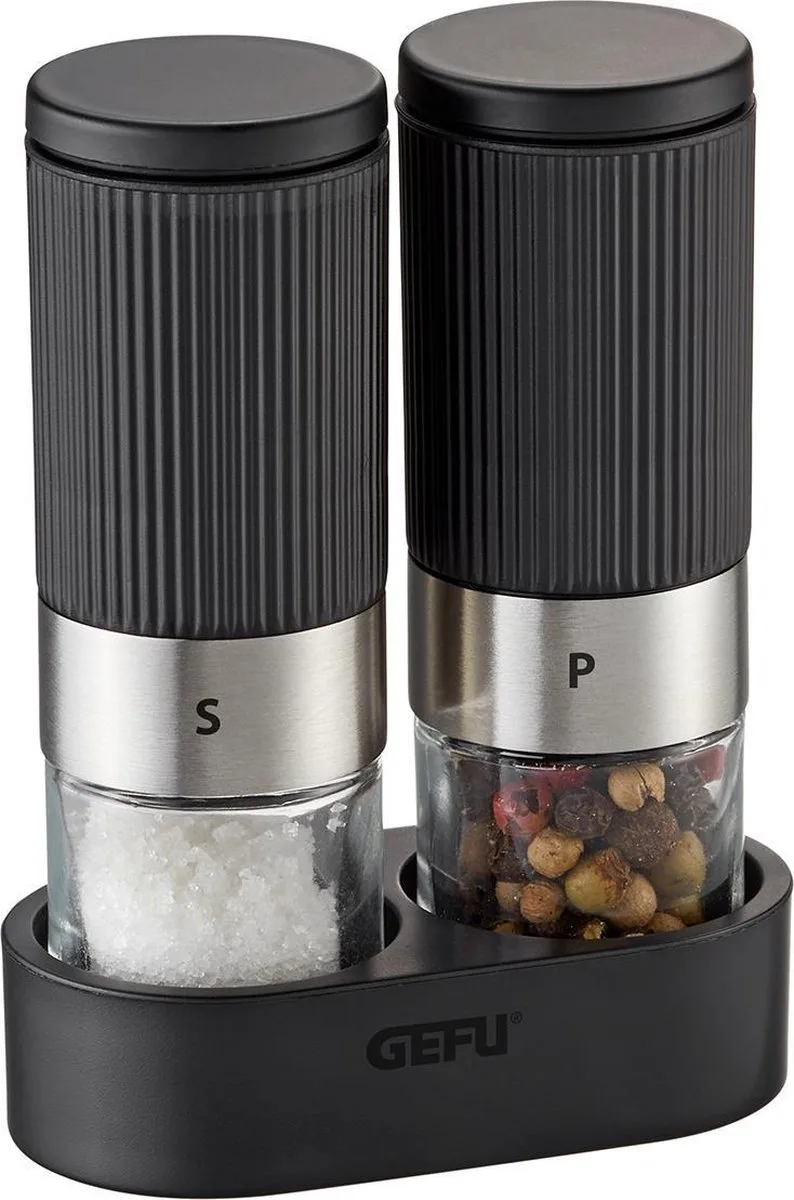 TUSOME Peper- en Zoutmolen Set - 2-delig - Handmatig - Instelbare Maalgraad - RVS/Zwart - 34621 från GEFU i Svart – produktbild